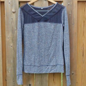 lululemon athletica Gray Long Sleeve Mesh Yoke Tee